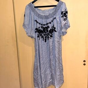Riviera Sun cover up / shift dress w/ embroidery. Gorgeous silky material SZ 1X